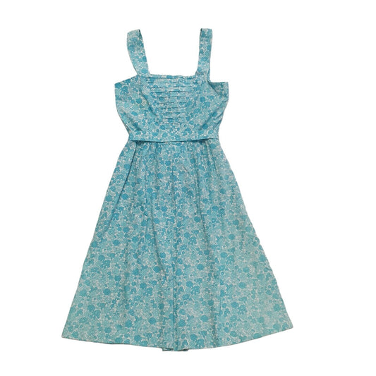 Suntanner Vintage 90s Blue & White Floral Summer Dress Womens UK Size 8