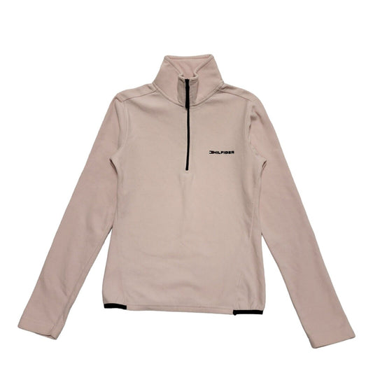 Tommy Hilfiger Vintage Y2K Pink 1/4 Zip Fleece Sweatshirt Womens UK S