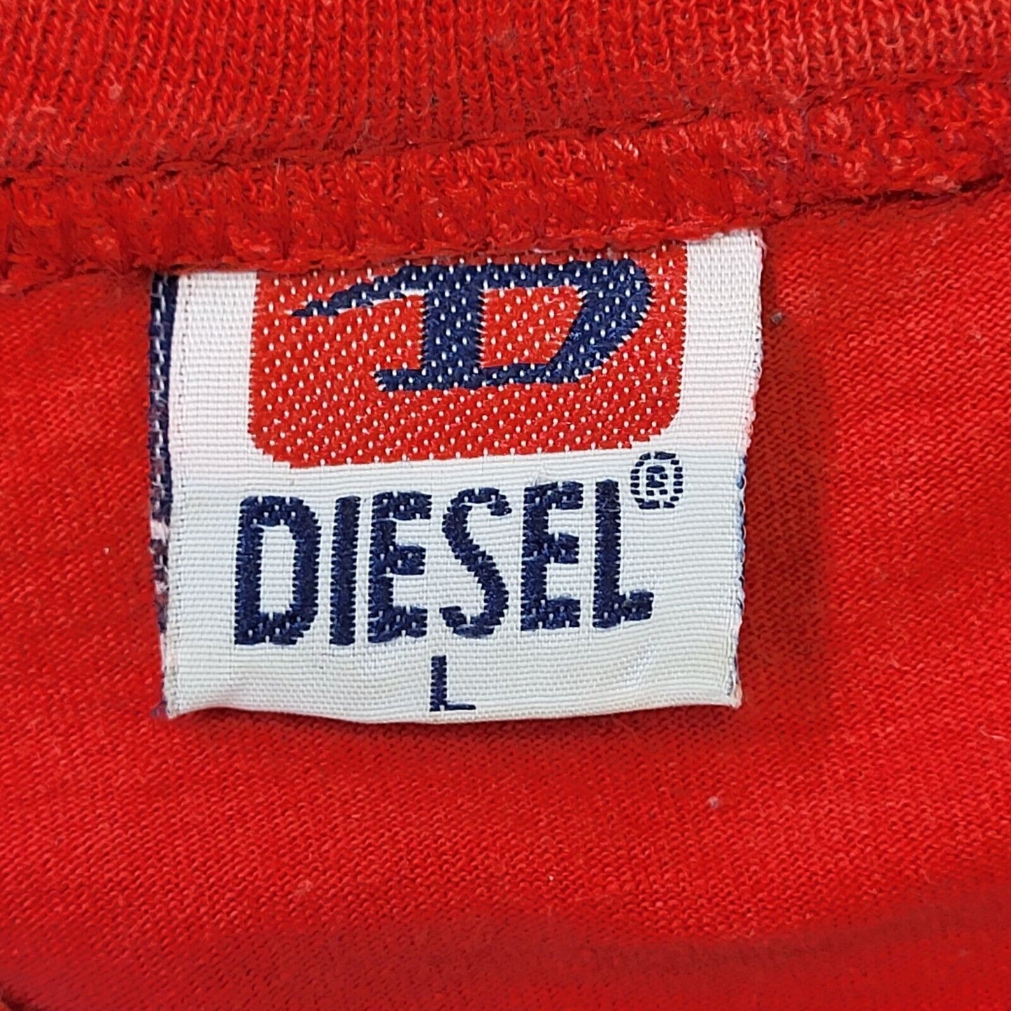 Diesel 90s Vintage Red Crew Neck T-Shirt Men's Size Large