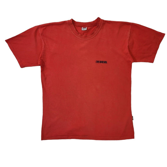 Diesel 90s Vintage Red Crew Neck T-Shirt Men's Size Large