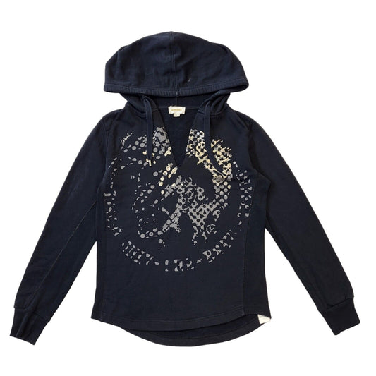 Diesel Y2K Black V-Neck Hoodie Women's Size XLarge