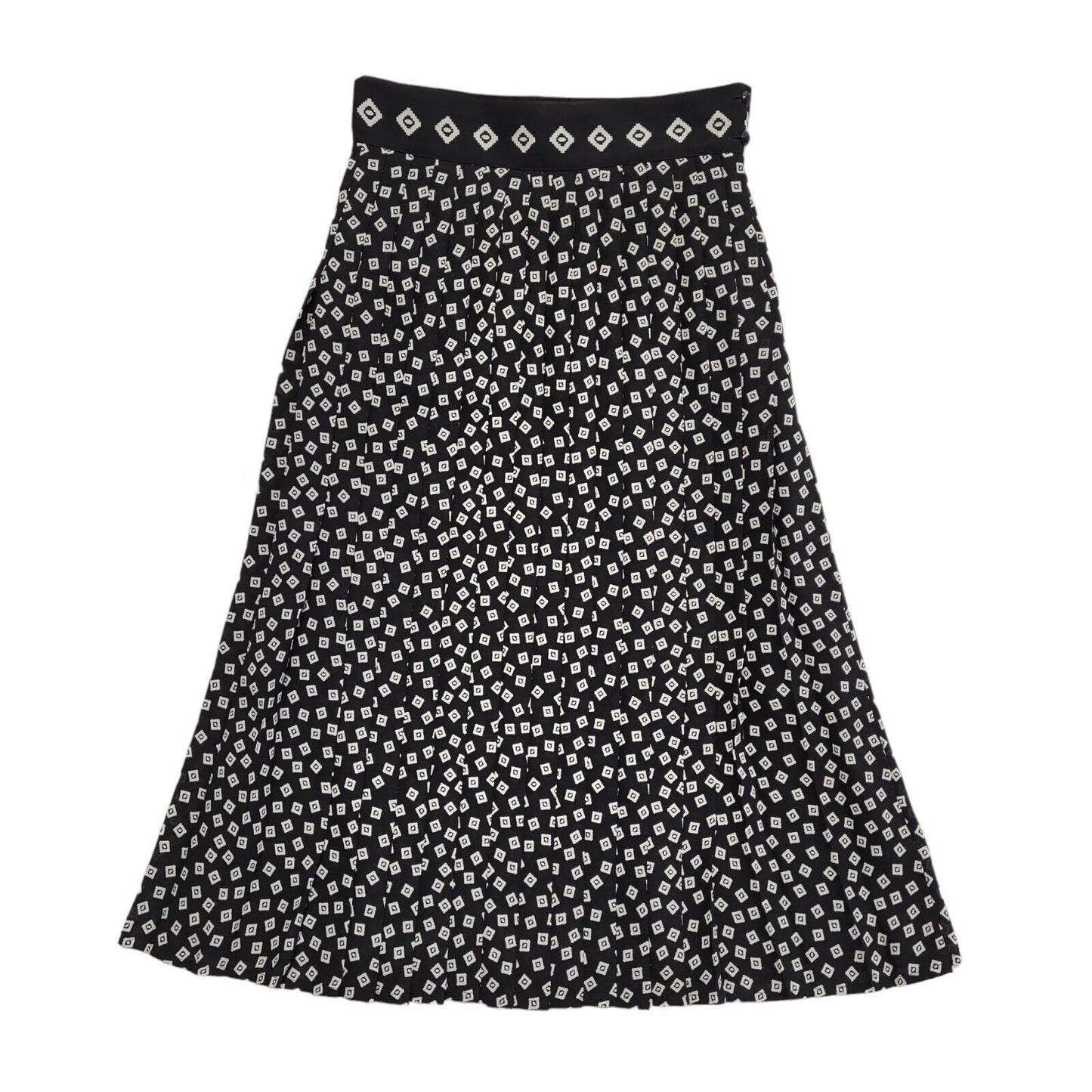Casuals Vintage 90's Black & White Pleated A-Line Long Skirt Womens UK 14 W30
