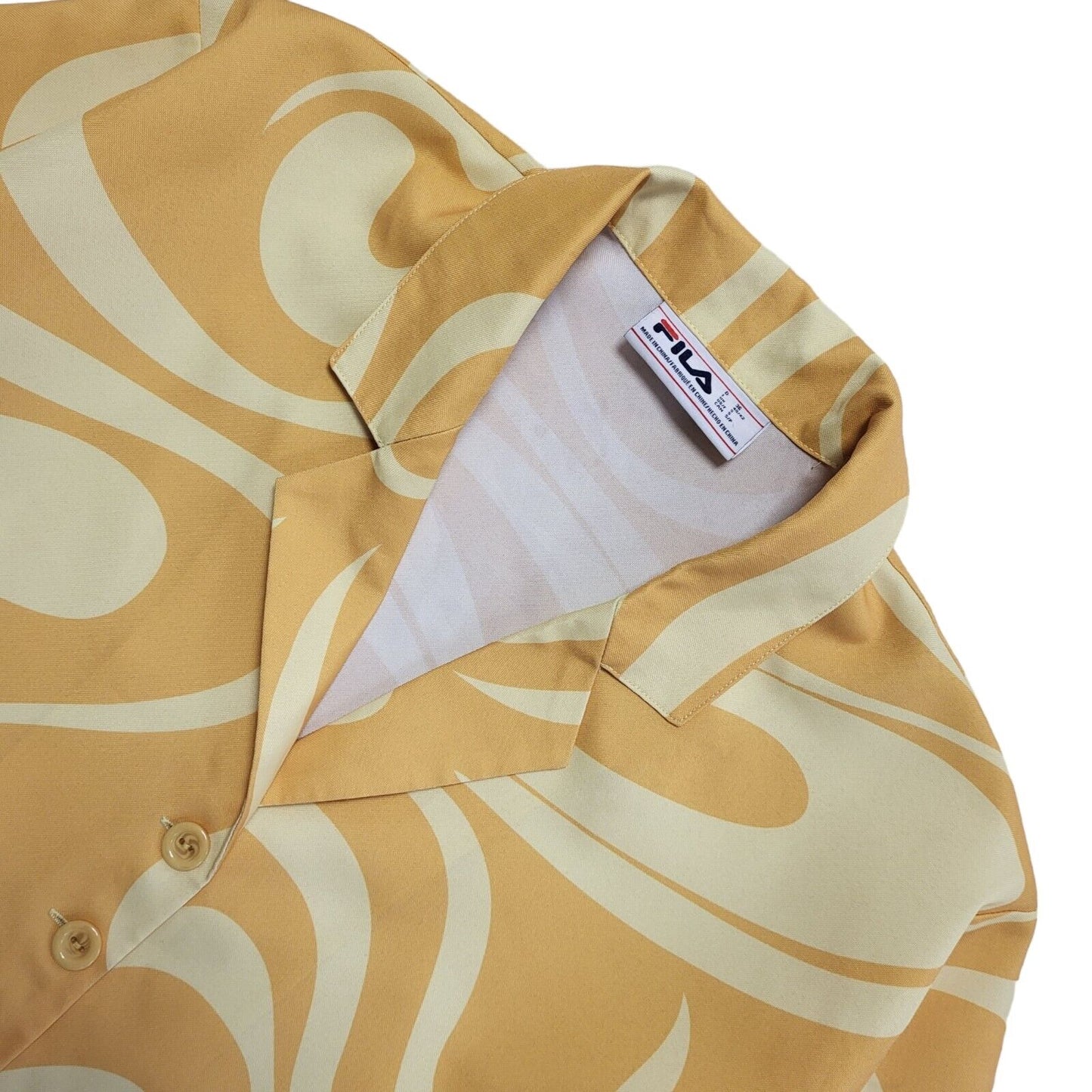 Fila Yellow Cropped Short Sleeve Shirt Uk Women's Size Small