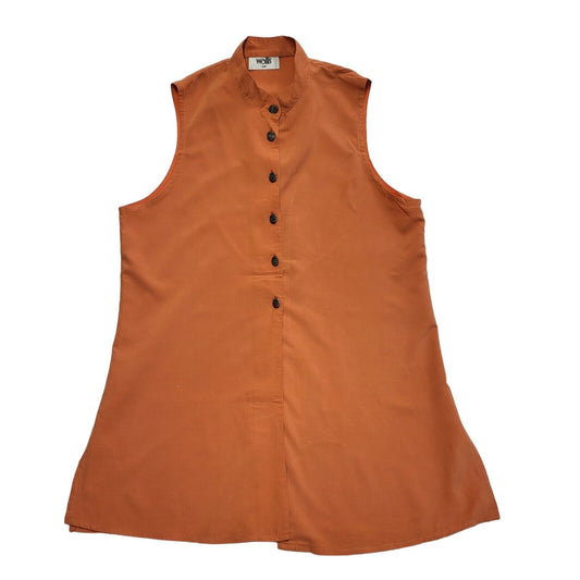 Wallis Vintage 90's Orange Button Up Sleeveless Womens Shirt Size 14