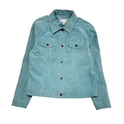 Charter Club Blue 90s Vintage Suede Leather Jacket Uk Women's Size XL