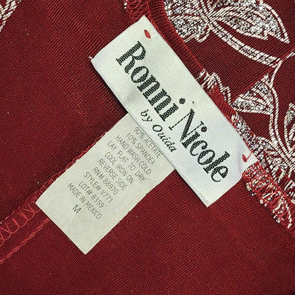 Ronnie Nicole Vintage 90's Red Sleeveless Leaf Print Glitter Top Womens UK M