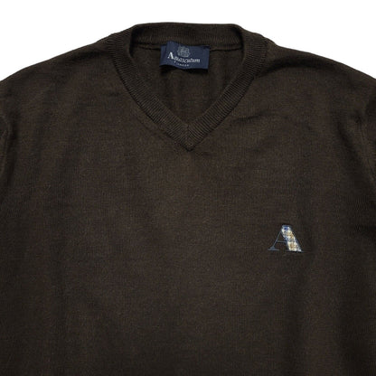 Aquascutum Brown Y2k Wool Blend Jumper Uk Men's Size Small
