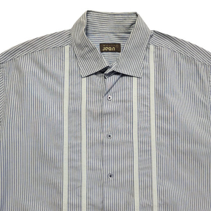Ted Baker Vintage Y2K  Blue White Striped Short Sleeve Shirt Men's UK L