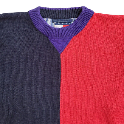 Tommy Hilfiger Vintage Y2k Blue & Red Jumper UK Men's Size Medium