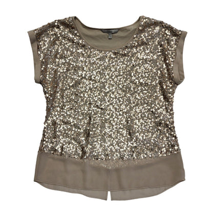Coast Vintage Y2K Gold Sequins Short Sleeve Round Neck T-Shirt Uk Women's 12
