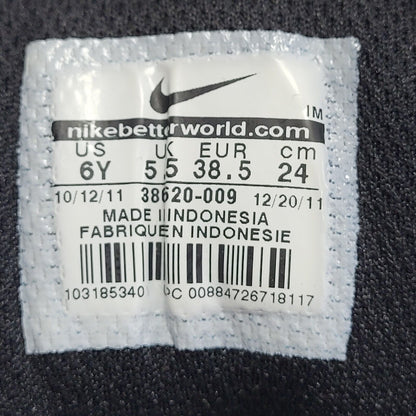 Nike Black Grey Mid Top Leather Casual Trainers Uk Kid's Size 5.5