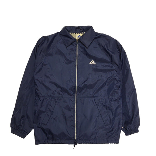 Adidas 90s Vintage Navy Blue Zip Up Jersey Lined Sports Jacket Uk Men's Size M