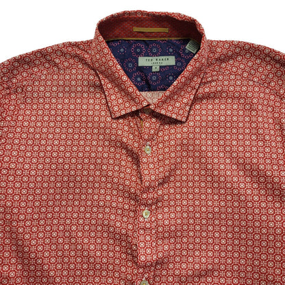 Ted Baker Y2K Red Geometric Long Sleeve Shirt Y2k Men's Size Medium