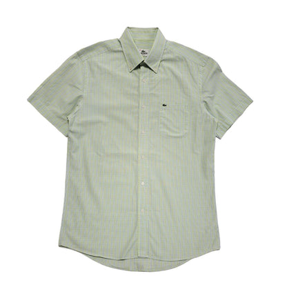 Lacoste Vintage 90's Green Blue Check Short Sleeve Shirt Men's UK L