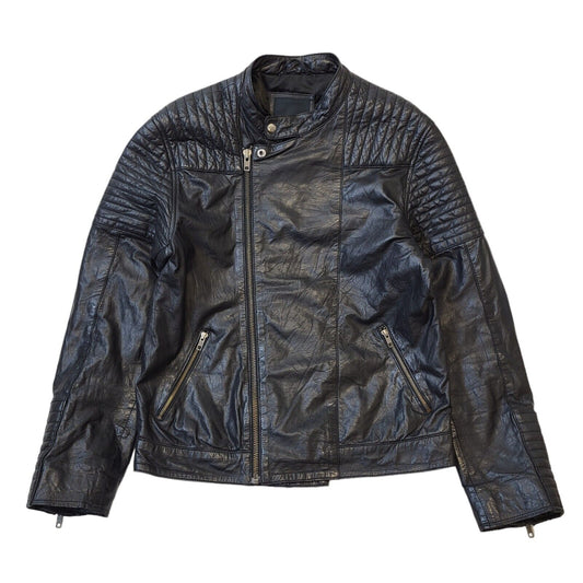 Barneys Black Leather Biker Style Jacket Uk Women's Size Medium