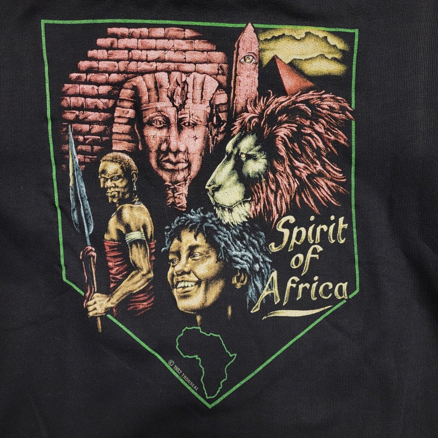 Spirt Of Africa 80s Vintage Black Round Neck Sweatshirt Uk Women's Size XL
