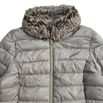 Esprit Grey Vintage 80s Zipped Quilted Rain Coat Uk Women's Size M
