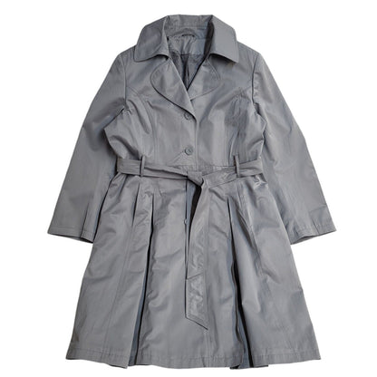 M&Co Grey Vintage Y2K Button & Belted Rain Coat Uk Women's Size 18