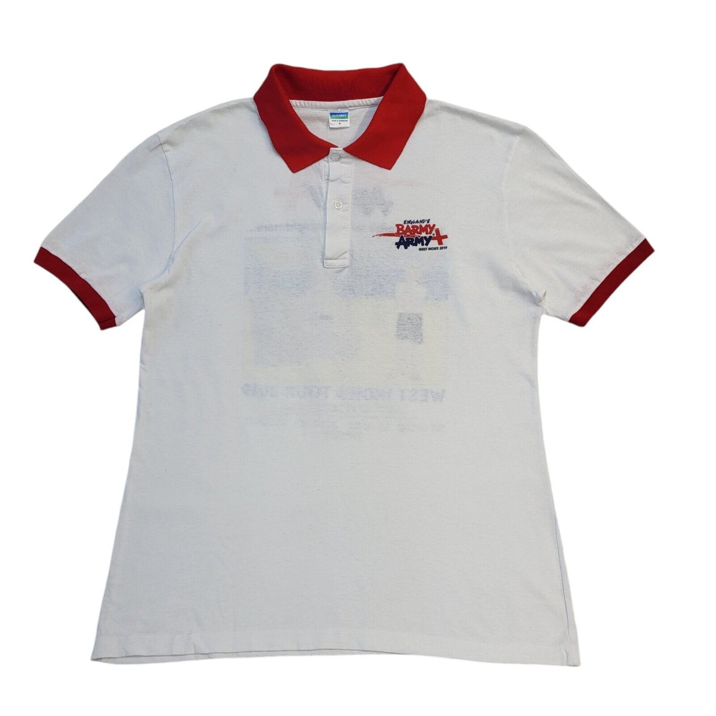 Riverbay 90s Vintage White England Barmy Army Short Sleeve Polo Shirt Men's M