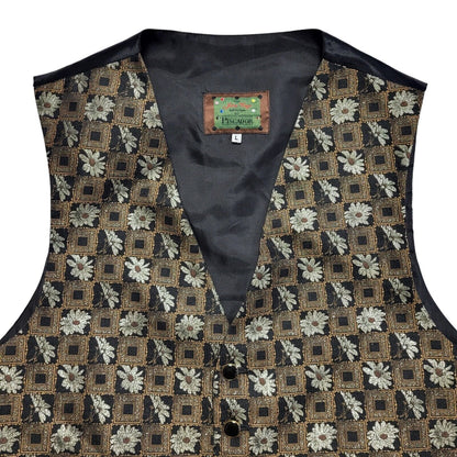 Piscador John Virgo Snooker Vintage 90's Black & Gold Floral Waistcoat Men's L