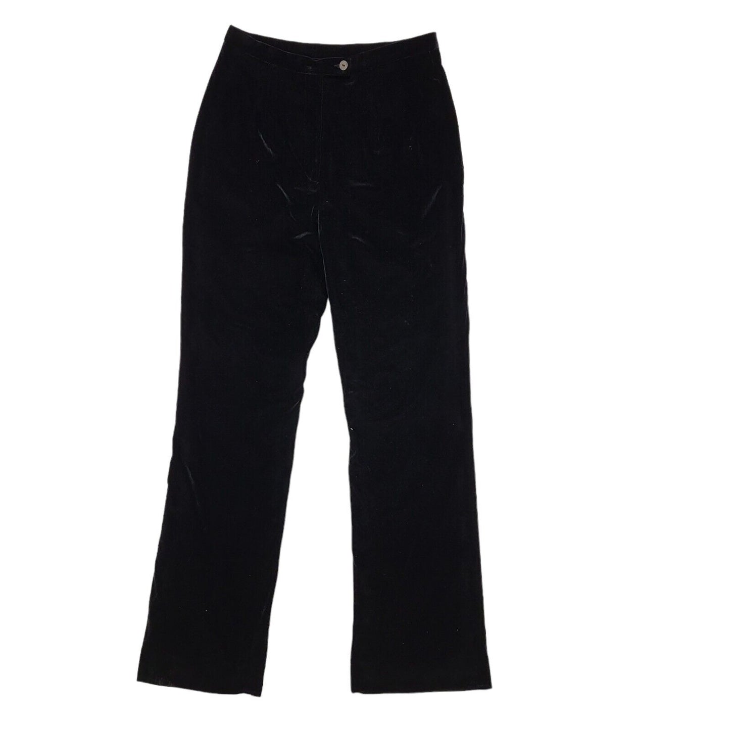 St Bernard 90s Vintage Black Velvet Straight Leg Trousers Women's 12 W30 L31