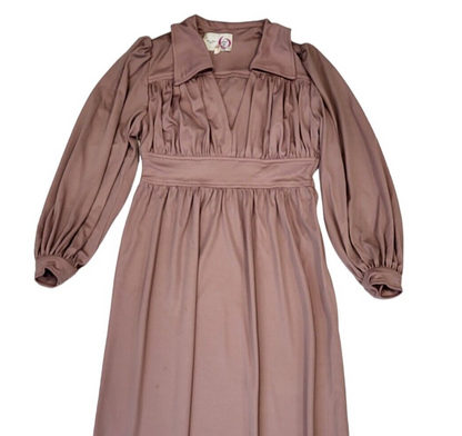 After Six  70s Vintage Dusty Pink Long Sleeve Maxi Dress Women's Size 12