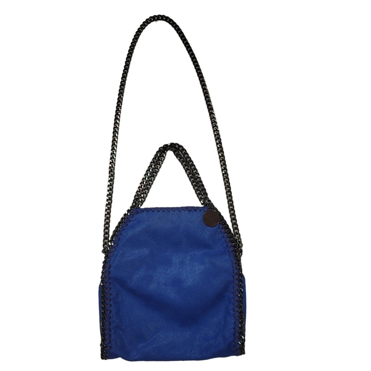 Vintage Blue Faux Suede Leather Small Shoulder Bag Uk Women's Size  10" x 11"