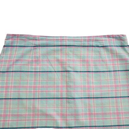 Joie De Vivre Vintage 90's Blue & Pink Checked A-Line Skirt Womens UK 14 W32