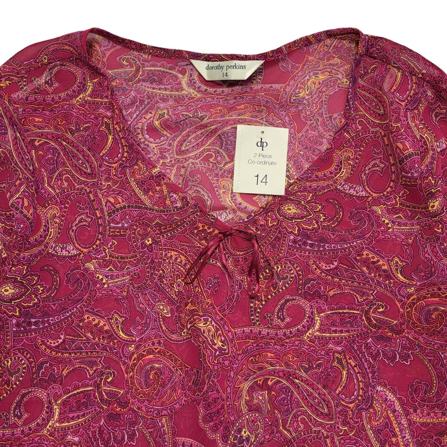Dorothy Perkins Vintage 90s Pink Paisley 3/4 Sleeve Blouse BNWT Womens UK 14