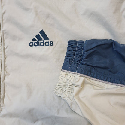Adidas Vintage 90s Beige & Blue 1/4 Zip Hooded Pullover UK Men's Size Medium
