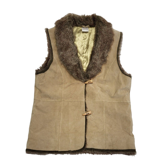 Agenda Y2K Tan Suede Gilet With Toggles Women's Size 14-16
