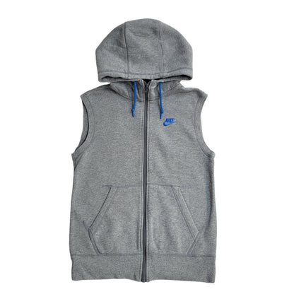 Nike Grey Y2k Sleeveless Sweatshirt Hoodie Uk Men's Size Small