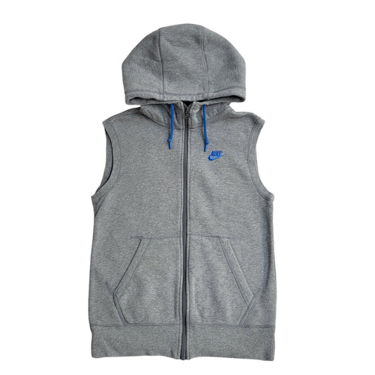 Nike Grey Y2k Sleeveless Sweatshirt Hoodie Uk Men's Size Small