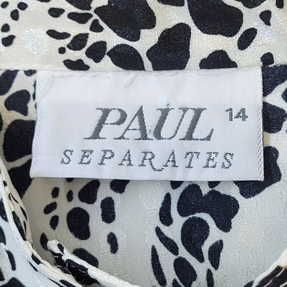 Paul Separates 80s Vintage White & Black Long Sleeve Blouse Womens Size 14 Eu 42