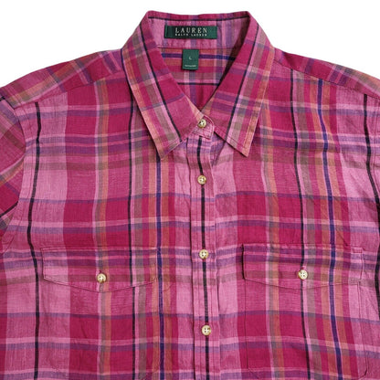 Ralph Lauren 90s Vintage Purple & Blue Check Button Shirt Uk Women's Size Large