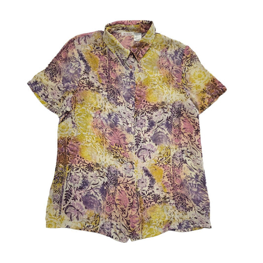 Anne Weyburn Vintage 90's Pink, Purple & Yellow Floral Blouse Womens UK Size 14