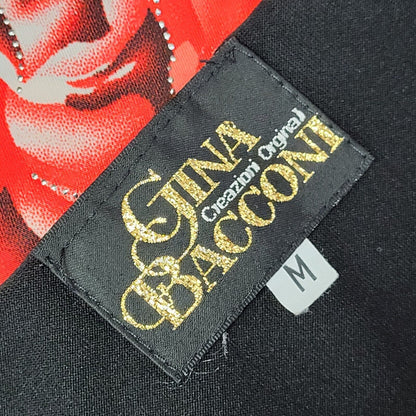 Gina Bacconi Vintage 90s Red Black Floral Sleeveless Dress Uk Women's Medium