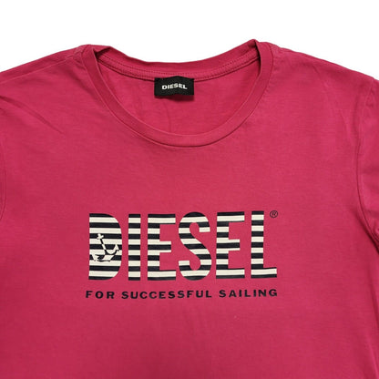 Diesel Pink Y2k Round Neck T Shirt Uk Women's Size Small