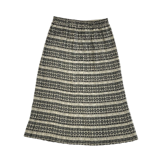 Vintage 90's Black & Beige Pleated Midi Skirt A-Line Womens UK 14 W32