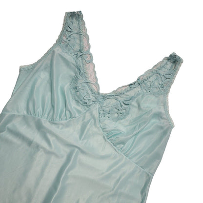 Textil 70s Vintage Light Blue Nightie Slip Dress Women's Size Large