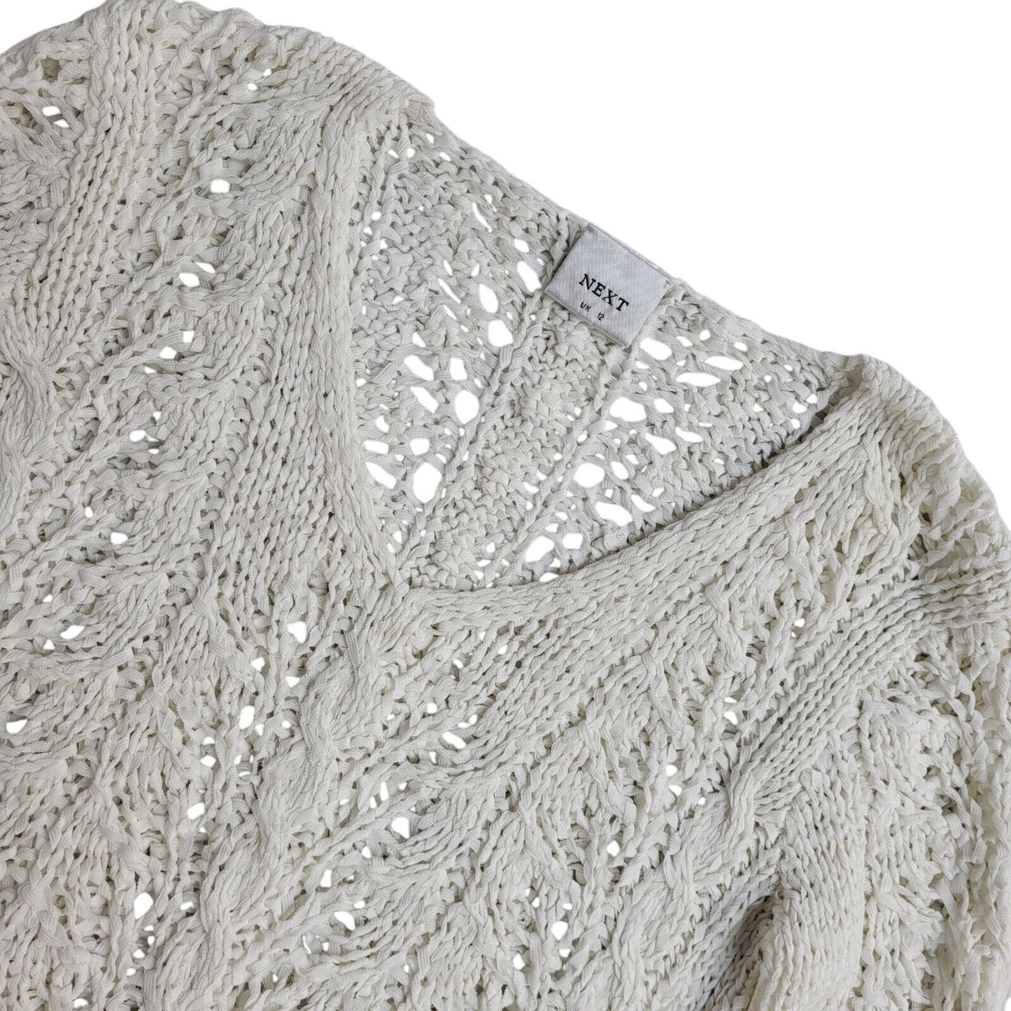 Next White V-Neck Mesh Vintage 90's Jumper UK Women's Size 12