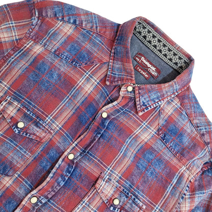 Desigual Y2k Red & Blue Check Pearl Snap Long Sleeve Shirt Uk Men's Size Large