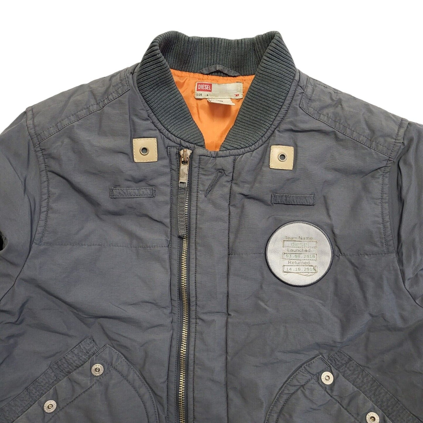 Diesel Grey Zip Up Bomber Jacket Uk Boys Size Large