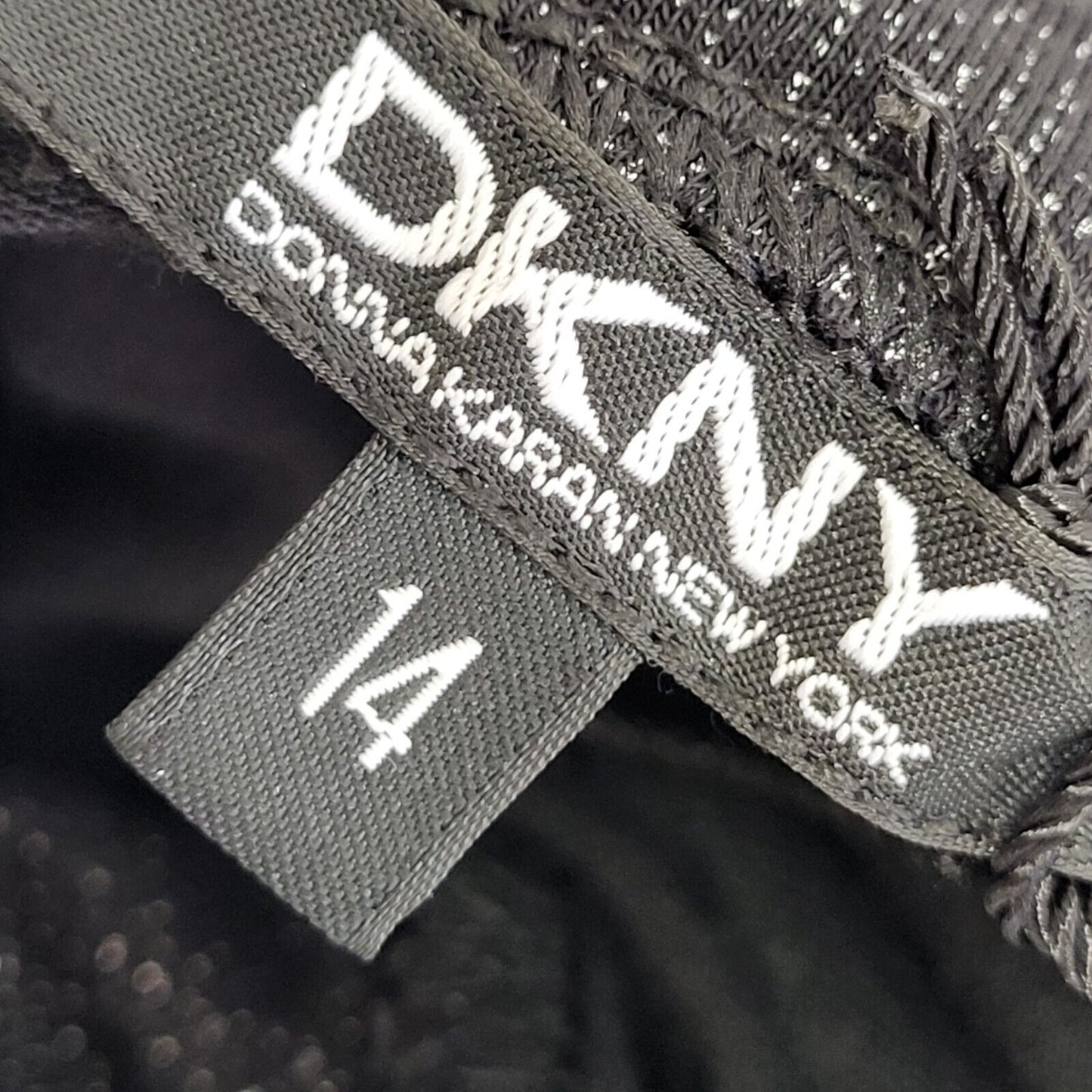 DKNY Vintage 90's Black & Silver Roll Neck Long Sleeve Top Womens UK Size 14