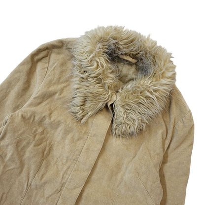 New Look 90s Vintage Beige Faux Fur Penny Lane Style Coat Uk Women's 10