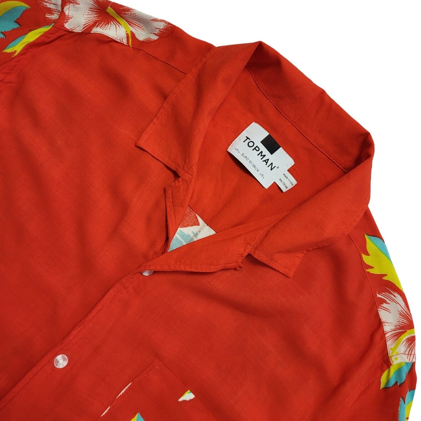 Topman Vintage Y2k Red & Green Floral Short Sleeve Shirt Men's UK L
