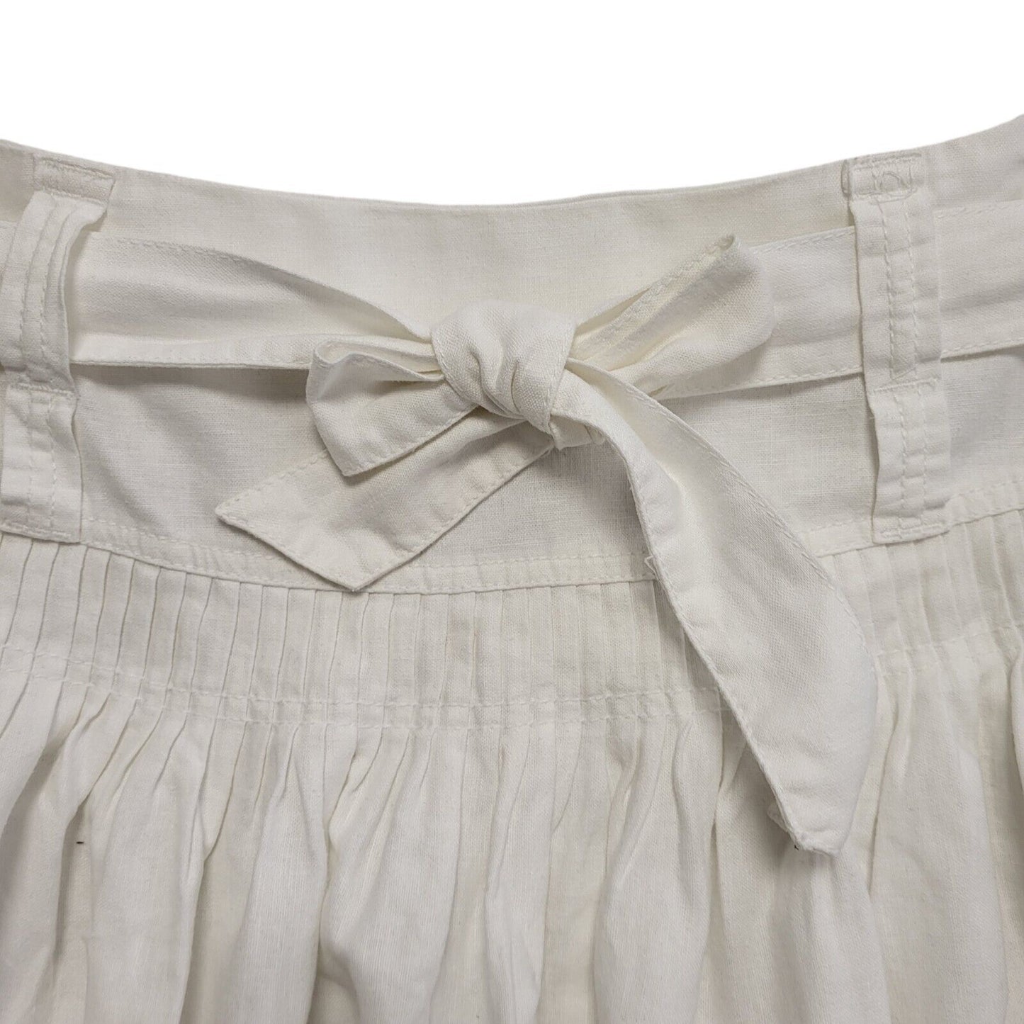 Next Vintage 90's White Belted Ruffle Skirt Womens UK Size 14 W32