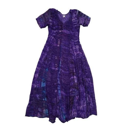 90s Vintage Purple Tye Dyed Short Sleeve Maxi Dress Women's Size Medium