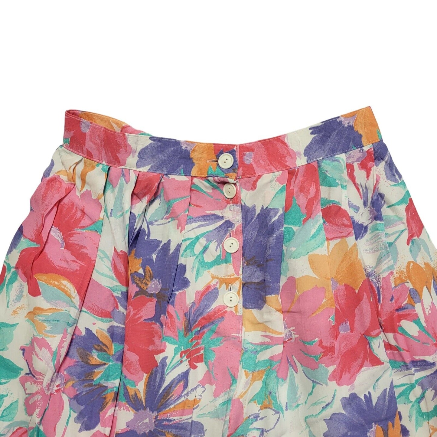 St Michael Vintage 80's Multicoloured  Floral Button Skirt Womens UK 10