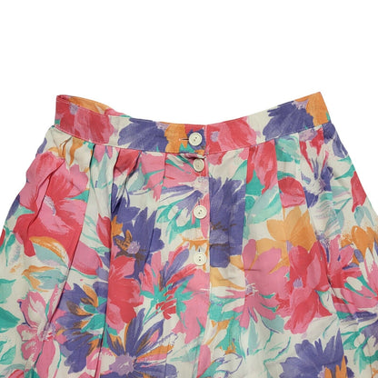 St Michael Vintage 80's Multicoloured  Floral Button Skirt Womens UK 10